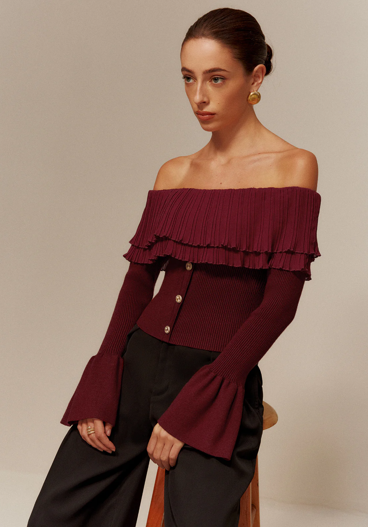 Off Shoulder Knit Top®